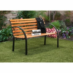 Best Sale 👍 Furniture Of America Sury Cottage Oak Wood Slatted Outdoor Bench 👍