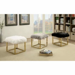 Hot Sale ✨ Furniture Of America Tula Contemporary White 21-inch Metal Bench Black 👍