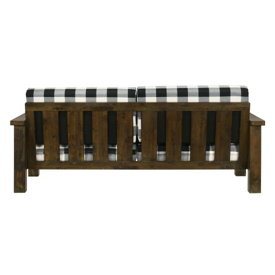 Budget 👏 Furniture Of America Jimo Rustic Oak And Linen Fabric Sofa 👏 - Image 6