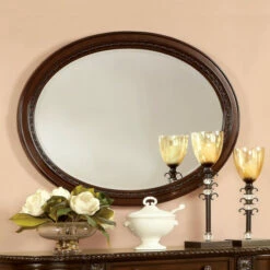 Best reviews of 👏 Furniture Of America Kova Traditional Cherry 49-inch Oval Wall Mirror 👏