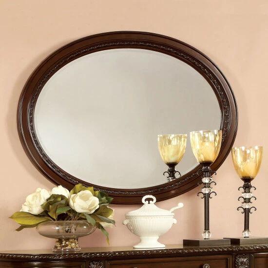 Best reviews of π Furniture Of America Kova Traditional Cherry 49-inch Oval Wall Mirror π