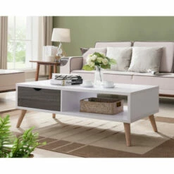 Buy 😀 Furniture Of America Bjua Modern White 1-shelf Coffee Table 💯
