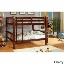 Cheap ⌛ Furniture Of America Vazy Traditional Twin/Twin Solid Wood Bunk Bed Cherry 🤩