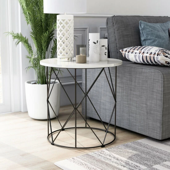 Deals 🧨 Furniture Of America Brigid Modern Metal Round 23-inch Side Table White 😉 - Image 2