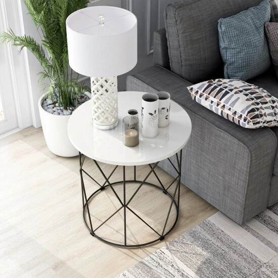 Deals 🧨 Furniture Of America Brigid Modern Metal Round 23-inch Side Table White 😉 - Image 4