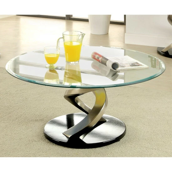 Promo โญ Furniture Of America Sele Contemporary Silver 38-inch Glass Coffee Table ๐