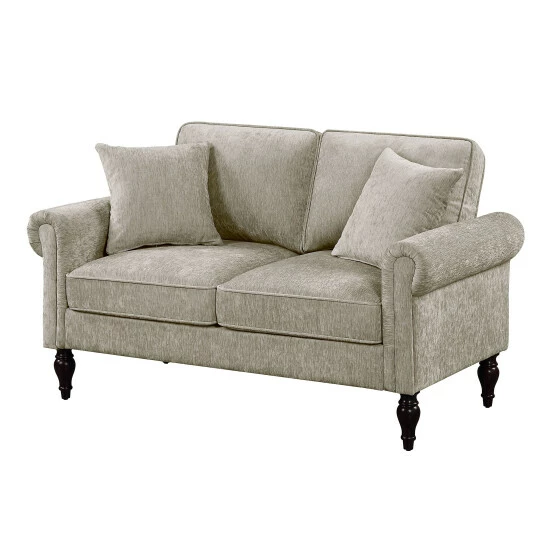 Deals 👏 Igny Traditional Chenille Fabric Loveseat By Furniture Of America Light Brown - Without Care Kit ✨ - Image 6