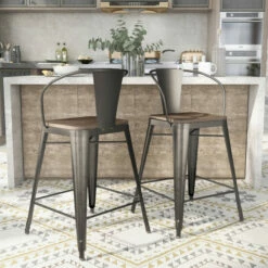 Deals 👍 Furniture Of America Rish Industrial Counter Height Chairs (Set Of 2) Dark Bronze 👍
