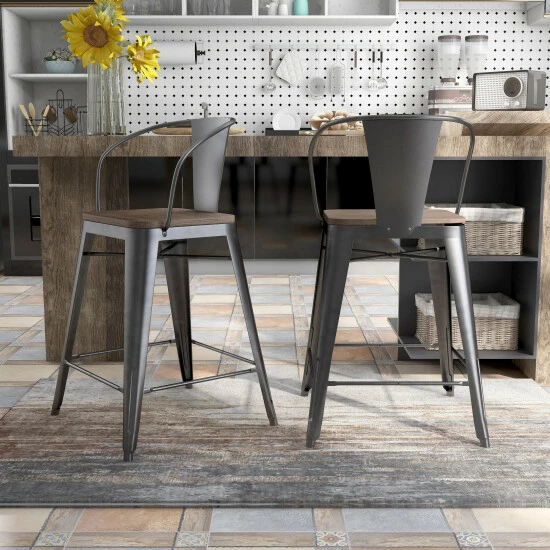 Deals 👍 Furniture Of America Rish Industrial Counter Height Chairs (Set Of 2) Dark Bronze 👍 - Image 2
