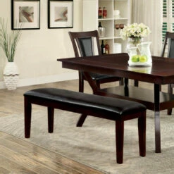 Budget ❤️ Furniture Of America Dionne Traditional Faux Leather Dark Cherry 48-inch Dining Bench 👏