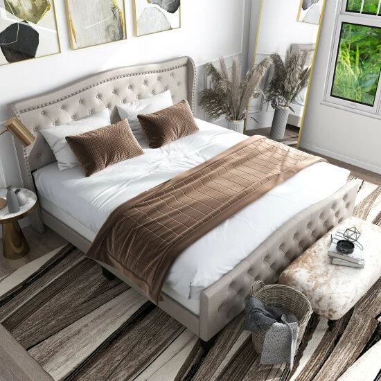 Deals 🌟 Furniture Of America Sumala Contemporary Button Tufted Panel Bed Dark Grey 🎁 - Image 3