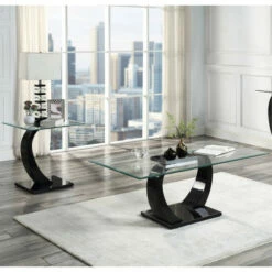 Hot Sale ✔️ Cres Glam Glasstop 2-piece Coffee Table Set By Furniture Of America White ✔️