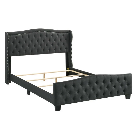 Deals 🌟 Furniture Of America Sumala Contemporary Button Tufted Panel Bed Dark Grey 🎁 - Image 7