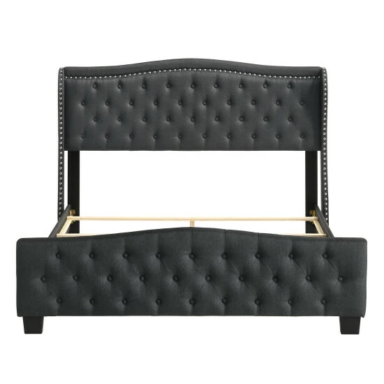 Deals 🌟 Furniture Of America Sumala Contemporary Button Tufted Panel Bed Dark Grey 🎁 - Image 8