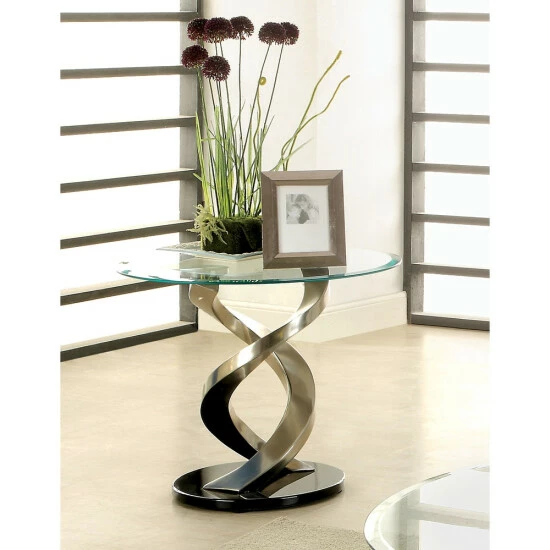 Coupon ๐ฅฐ Furniture Of America Helena Modern Satin Plated 26-inch Glass Side Table ๐