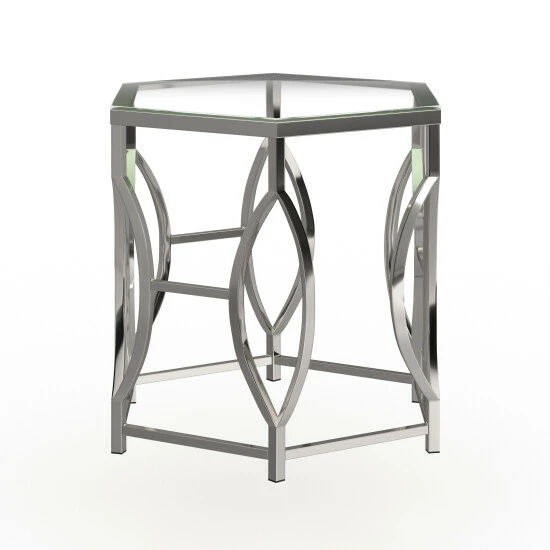 Budget ⌛ Furniture Of America Talm Contemporary Chrome 26-inch Glass Top Side Table 🔔 - Image 6