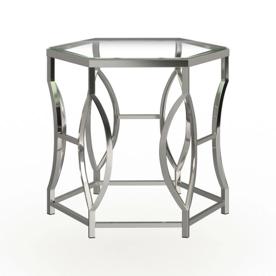 Budget ⌛ Furniture Of America Talm Contemporary Chrome 26-inch Glass Top Side Table 🔔 - Image 7
