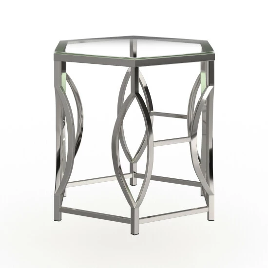 Budget ⌛ Furniture Of America Talm Contemporary Chrome 26-inch Glass Top Side Table 🔔 - Image 8