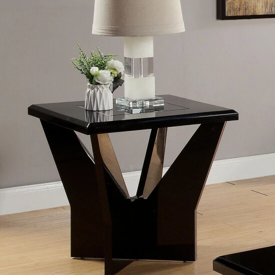 Brand new 💯 Furniture Of America Ameena Contemporary 22-in Glass Top End Table Black 🎁