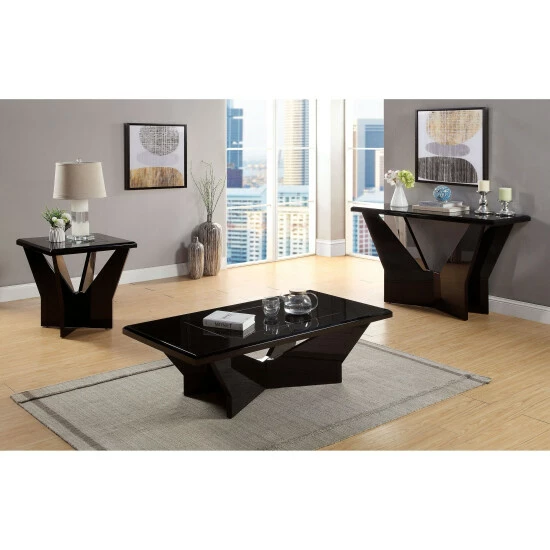 Brand new 💯 Furniture Of America Ameena Contemporary 22-in Glass Top End Table Black 🎁 - Image 3