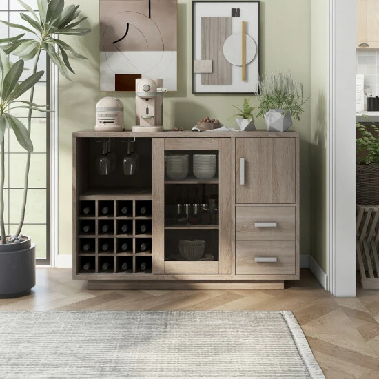 Best Sale 🎁 Furniture Of America Diz Modern 47-inch Wine Bar Dining Server Cappuccino 🛒 - Image 2