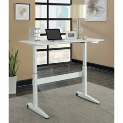 Best deal βοΈ Furniture Of America Glidene Metal Lift Adjustable Standing Desk Grey π
