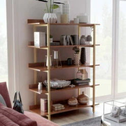 Budget 😍 Furniture Of America Bizi Contemporary Metal 5-Tier Display Shelf Blue 🧨