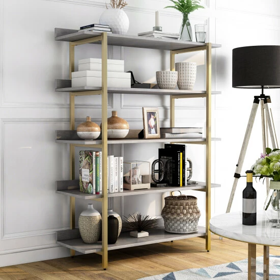 Budget π Furniture Of America Bizi Contemporary Metal 5-Tier Display Shelf Blue 𧨠- Image 3