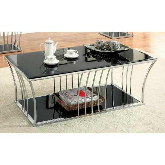 Best reviews of 🥰 Furniture Of America Hice Modern Black 48-inch Glass-shelf Coffee Table 🌟