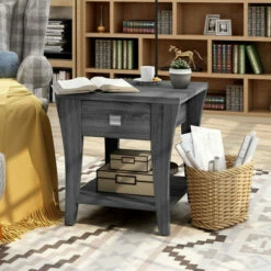 Discount 🧨 Furniture Of America Werc Contemporary Grey 22-inch 1-shelf Side Table 👏