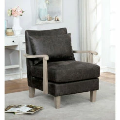 Cheap 🛒 Furniture Of America Perth Contemporary Dark Gray Faux Leather Accent Chair 🛒