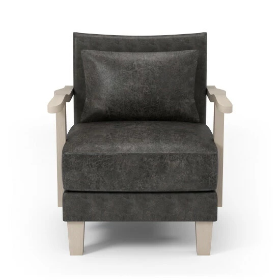 Cheap ๐ Furniture Of America Perth Contemporary Dark Gray Faux Leather Accent Chair ๐ - Image 2