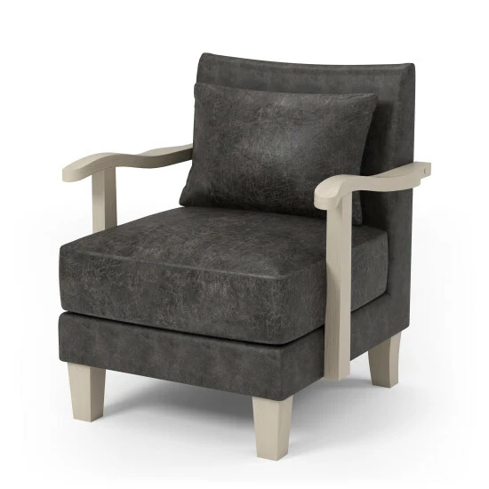 Cheap ๐ Furniture Of America Perth Contemporary Dark Gray Faux Leather Accent Chair ๐ - Image 3