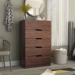 Buy π€© Furniture Of America Marlone Contemporary Flush Base 5-drawer Chest White Oak βοΈ