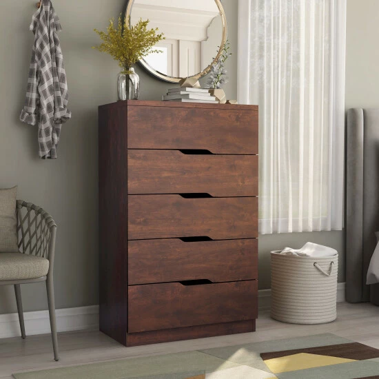 Buy 🤩 Furniture Of America Marlone Contemporary Flush Base 5-drawer Chest White Oak ✔️