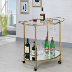 Cheapest 🎁 Furniture Of America Hic Contemporary Metal 1-shelf Serving Cart Champagne ✨