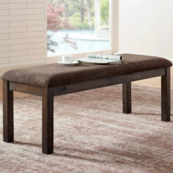 Outlet π Furniture Of America Sorn Rustic Brown Solid Wood Padded Bench π