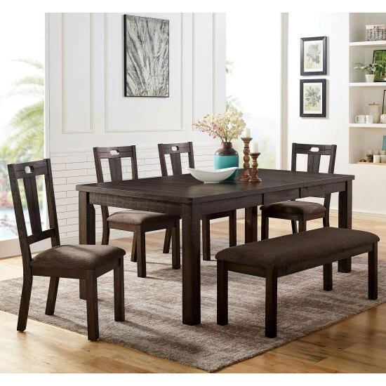 Outlet π Furniture Of America Sorn Rustic Brown Solid Wood Padded Bench π - Image 2