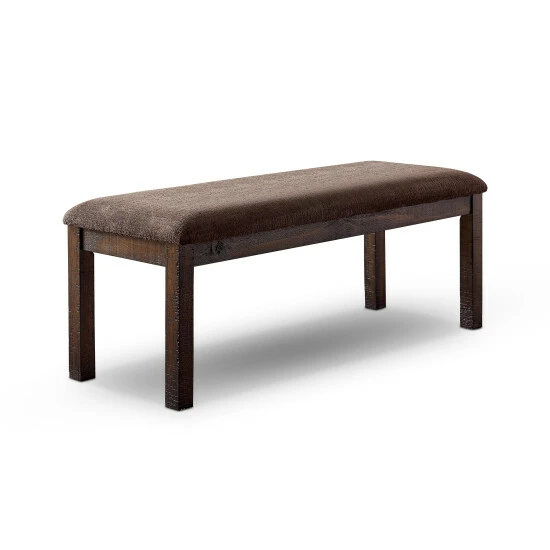 Outlet π Furniture Of America Sorn Rustic Brown Solid Wood Padded Bench π - Image 3