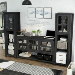 Best deal 😀 Furniture Of America Wins 3-piece Buffet Table And Cabinet Tower Set Black 🧨