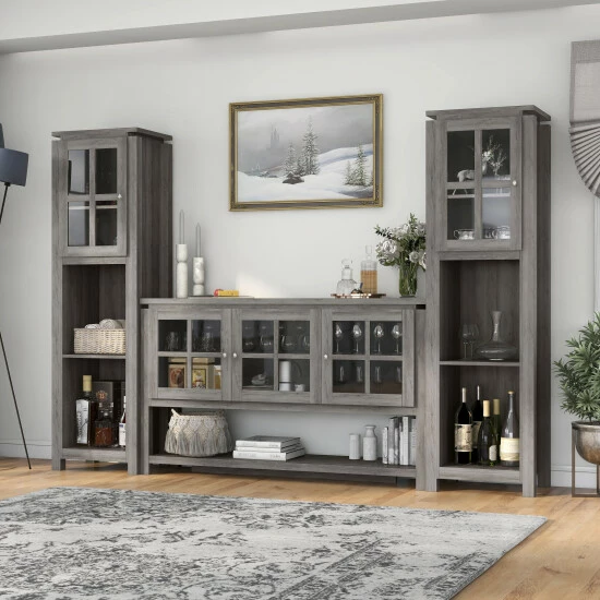 Best deal 😀 Furniture Of America Wins 3-piece Buffet Table And Cabinet Tower Set Black 🧨 - Image 2