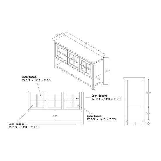 Best deal 😀 Furniture Of America Wins 3-piece Buffet Table And Cabinet Tower Set Black 🧨 - Image 5