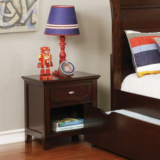 Discount ❤️ Furniture Of America Dospat 1-drawer Lower Open Shelf Nightstand Brown ⌛