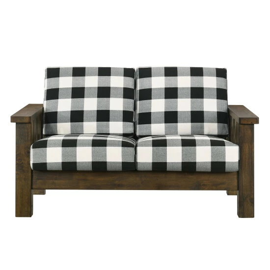 Buy 🛒 Furniture Of America Jimo Rustic Oak And Linen Fabric Loveseat 🔥 - Image 3