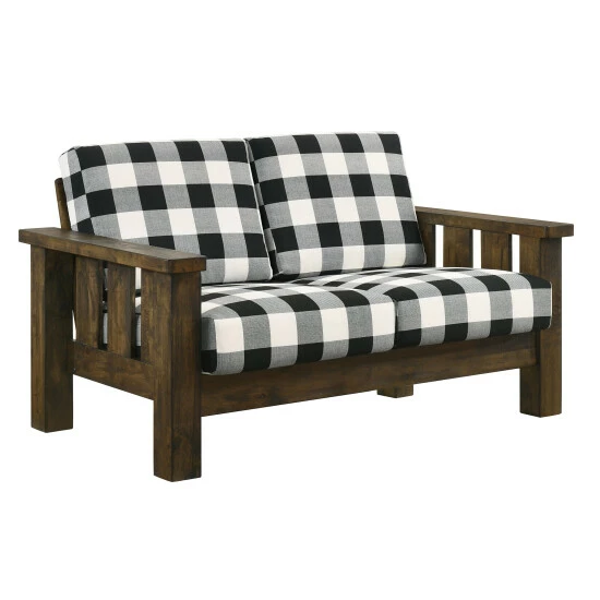 Buy 🛒 Furniture Of America Jimo Rustic Oak And Linen Fabric Loveseat 🔥 - Image 4