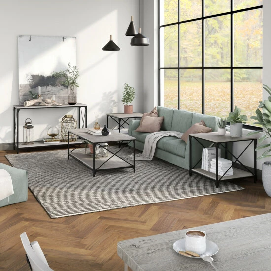 New 🎉 Furniture Of America Eltris Rustic 4-piece 47-inch Coffee Table Set 😀