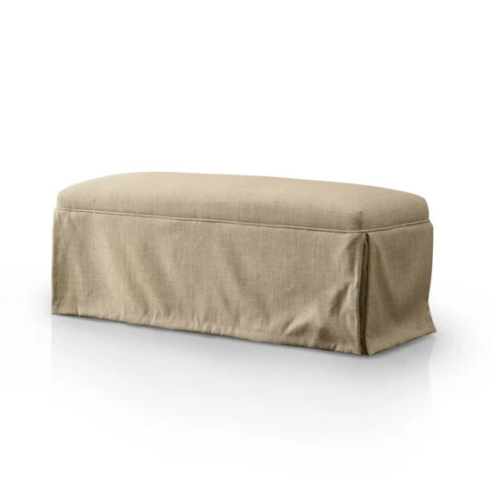Flash Sale 😀 Furniture Of America Cols Farmhouse Linen Fabric Accent Bench Brown 🤩 - Image 2