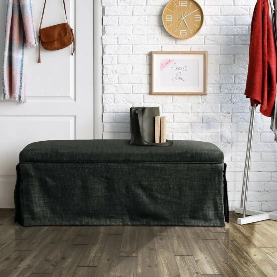 Flash Sale 😀 Furniture Of America Cols Farmhouse Linen Fabric Accent Bench Brown 🤩 - Image 5