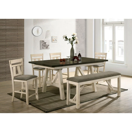 Best reviews of ✔️ Furniture Of America Caduceus Farmhouse Ivory Padded Counter Bench ⭐ - Image 3