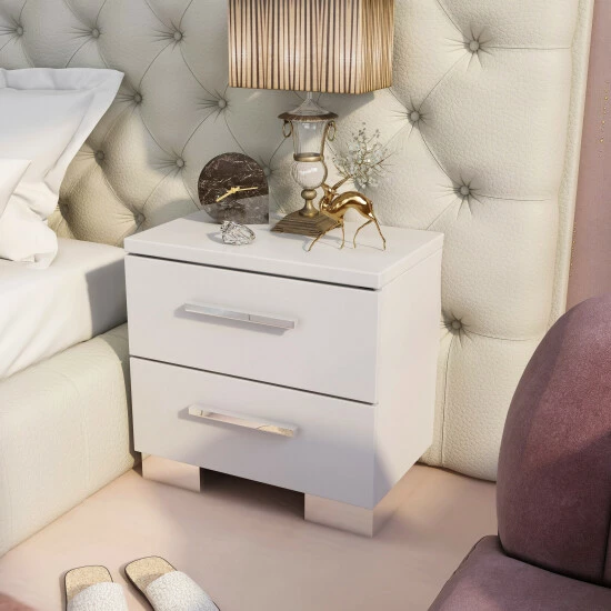 Brand new 👏 Furniture Of America Rema Contemporary White 2-drawer Nightstand ✔️ - Image 3